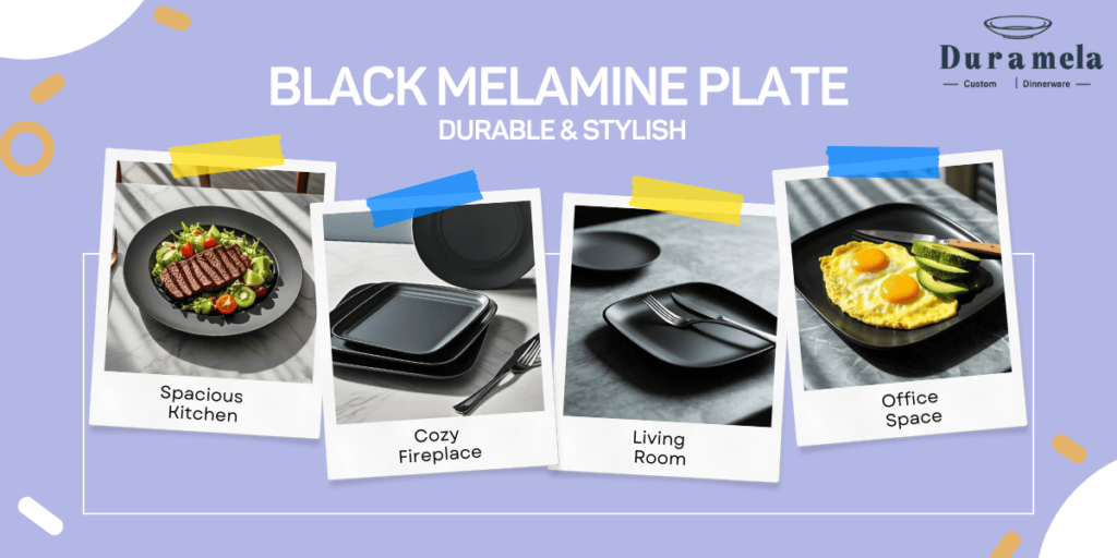 Custom Black Melamine Plates wholesale from DuraMela