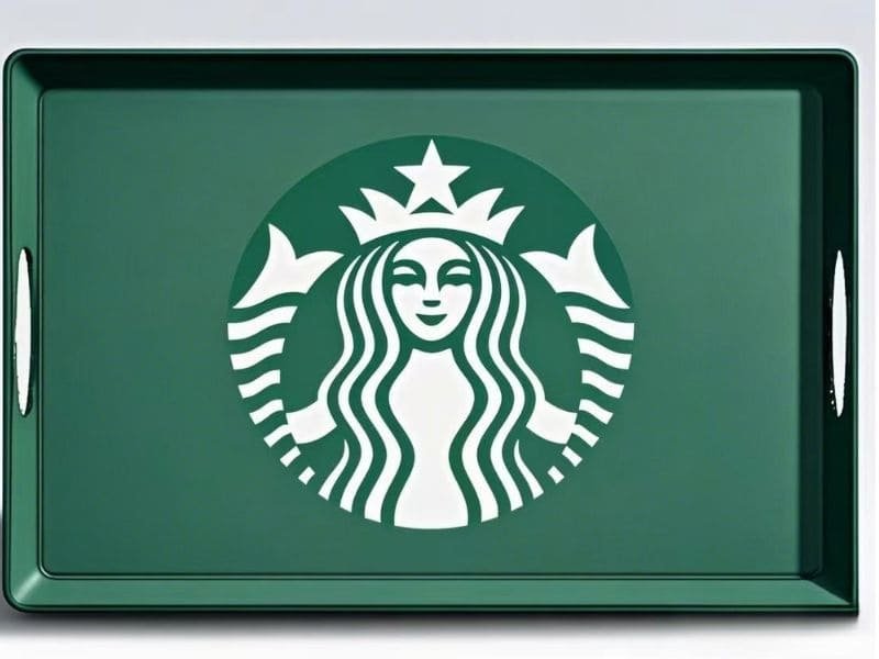Green anti slip serving tray with Starbucks logo, perfect for commercial beverage service