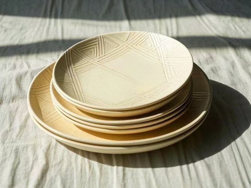 Custom stacked bamboo melamine plates