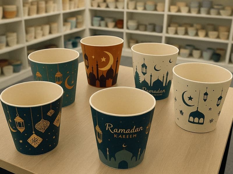 400ML Melamine tumblers with Ramadan prints on shelf display