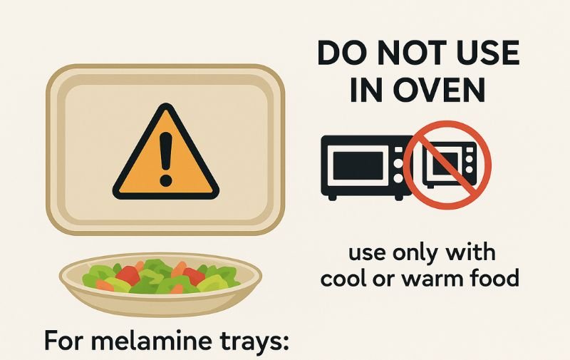 Incorrect use demonstration – Melaminie plate placed in oven