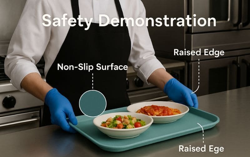 Non Slip Tray Safety Training in Commercial Kitchen