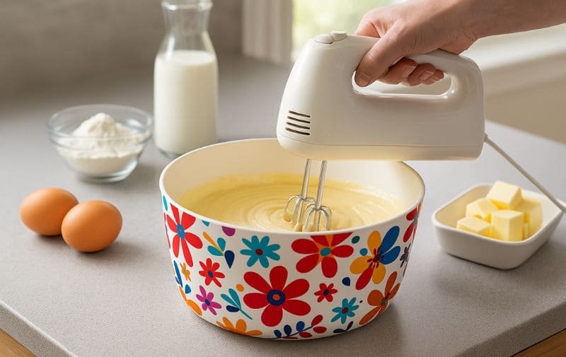 Hand Mixer in Action with Melamine Bowl