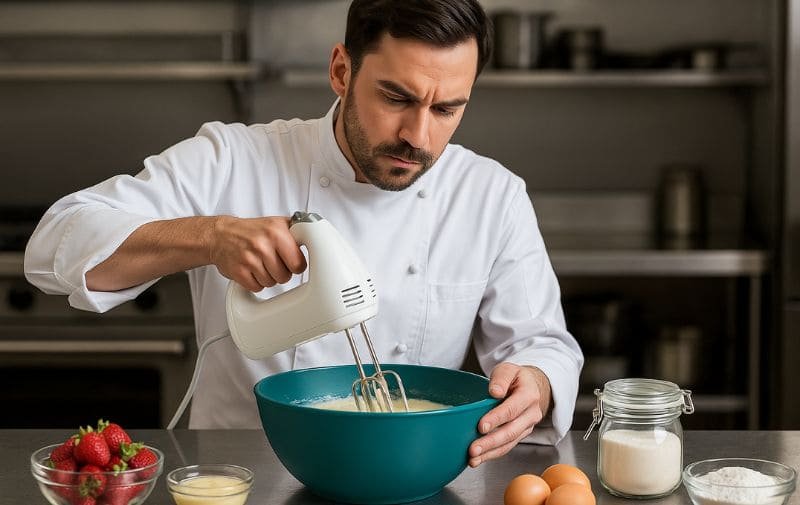 Hand Mixer in Melamine Bowl from Professional Kitchen Endorsement Scene