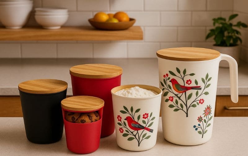 Stylish Bamboo Jar Collection in Kitchen