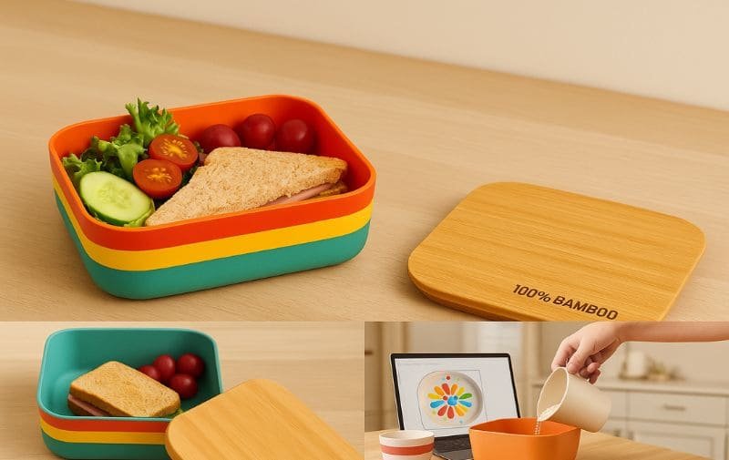 Stylish Bamboo Lunch Box with Fresh Ingredients