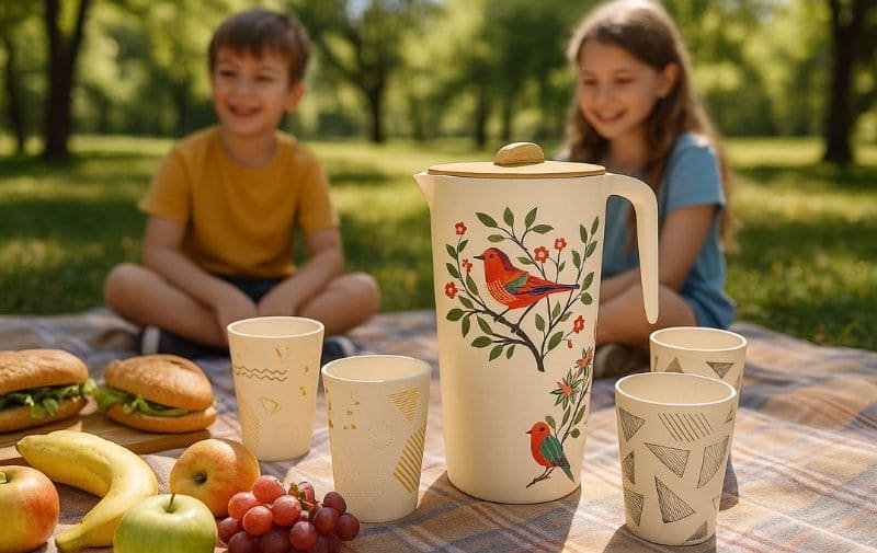 Stylish Melamine Pitcher with Matching Cups