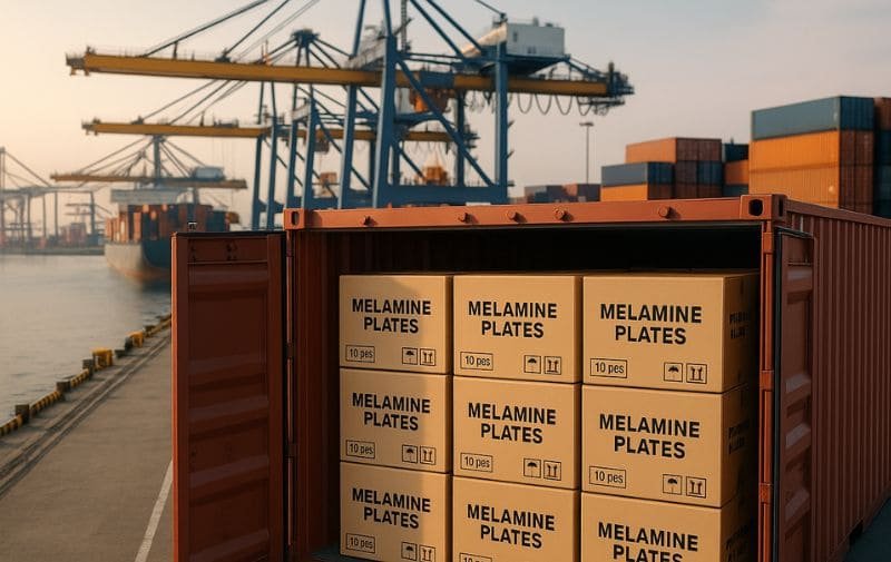 Full Container Load Shipment of Melamine Plates at Port