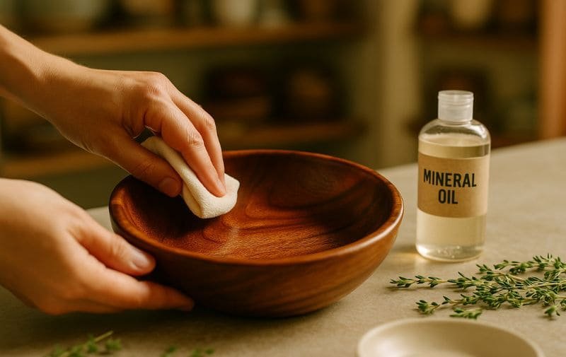 wooden bowl restoration with oil