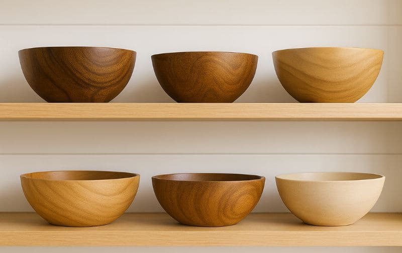 wooden bowl storage display