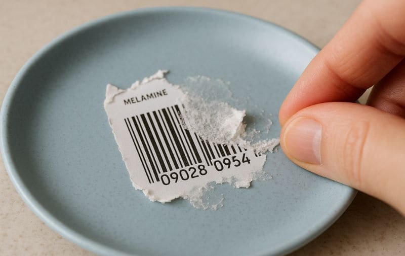 Sticker Residue Left on a New Melamine Plate