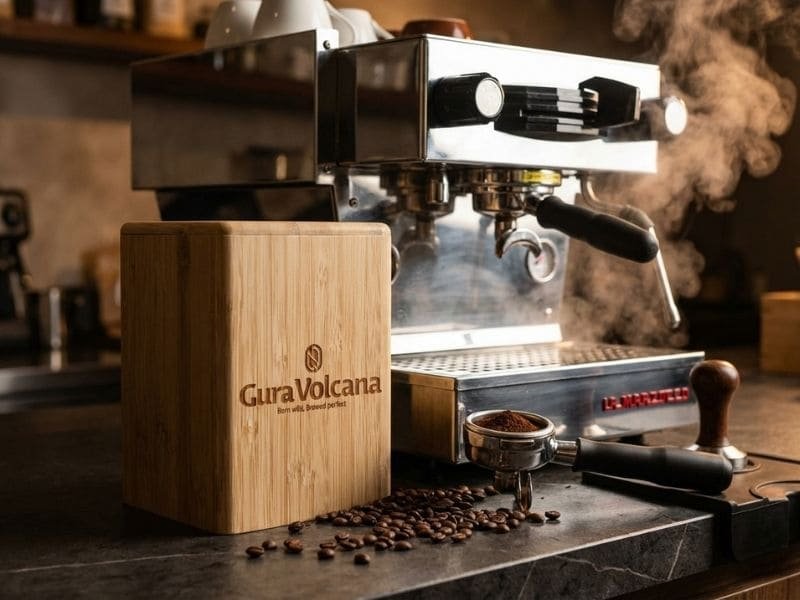 100% solid bamboo storage box for coffee beans with custom engraved logo