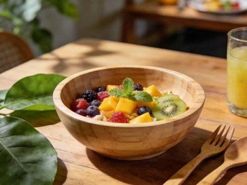 Bamboo bowls for salads and meals, eco-friendly bamboo dinnerware for commercial use