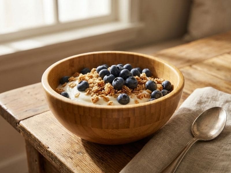 Medium bamboo bowl for breakfast and cereal, solid bamboo serving bowl for daily use