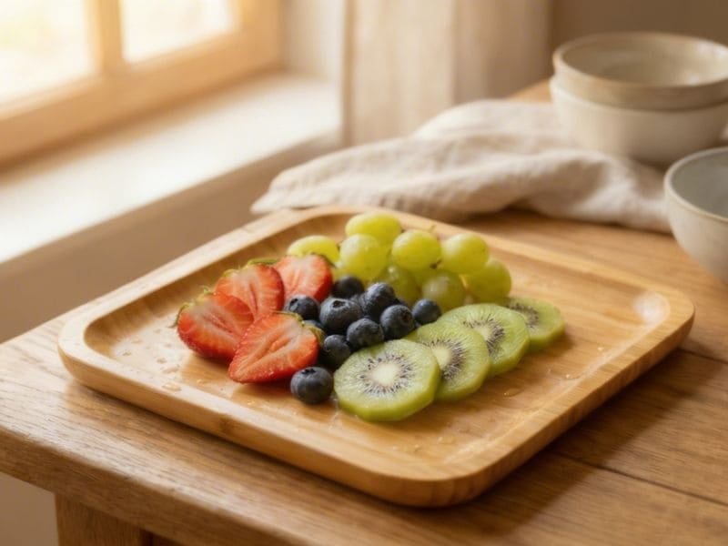 Square bamboo plate for fruit presentation, natural bamboo dinnerware for wholesale supply