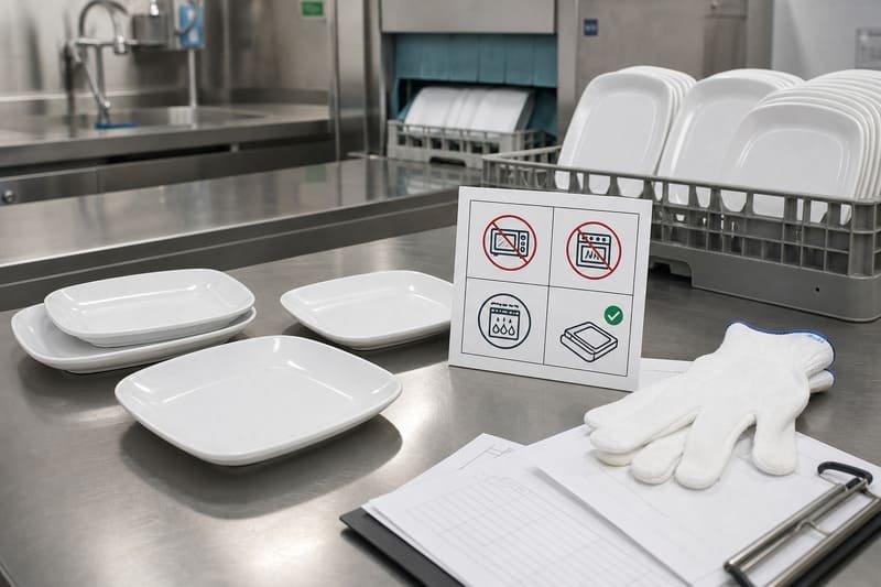 Food grade melamine plates with dishwasher and safety use instructions