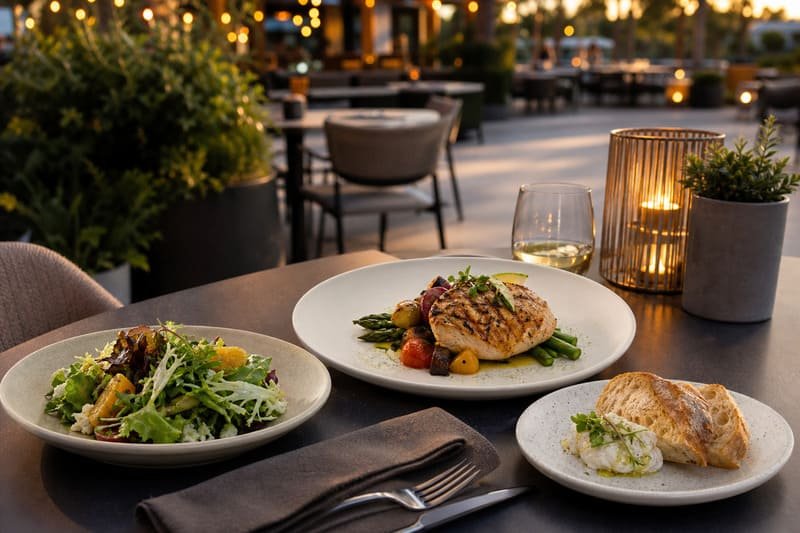 Melamine plates for outdoor restaurant terrace service