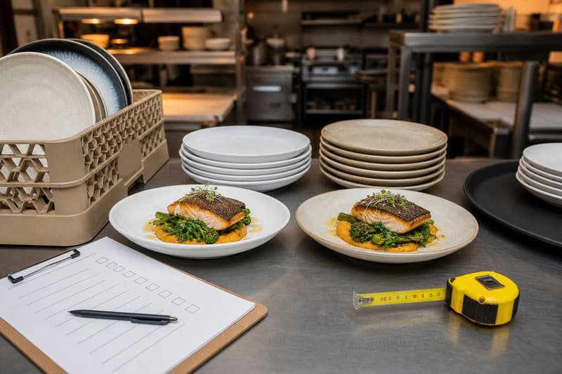 Testing melamine plates before replacing ceramic plates in restaurants