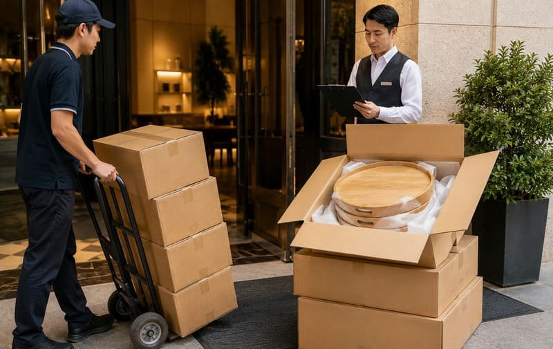 Bamboo tray door delivery for hotel and restaurant buyers