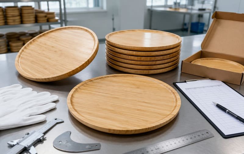 Bamboo tray sample inspection before bulk production