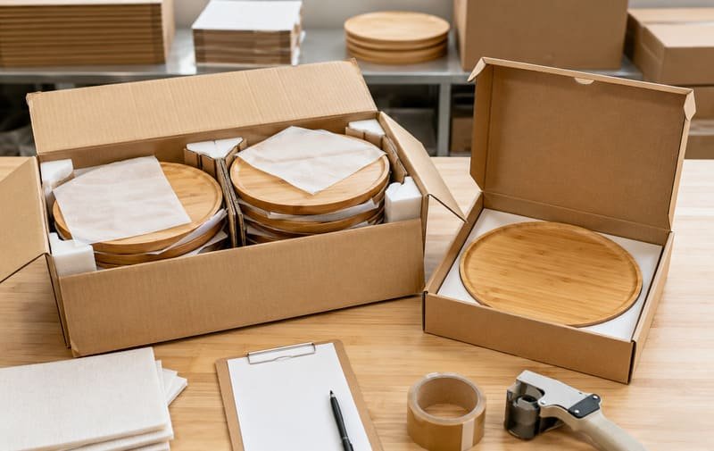 Bulk packing and individual box packing for bamboo trays wholesale