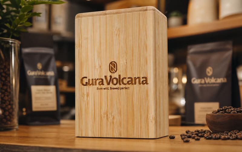 Custom bamboo storage box with laser engraved logo
