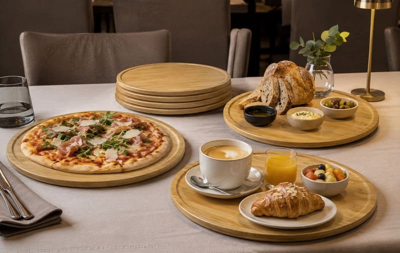 Custom bamboo trays for restaurant and hotel use