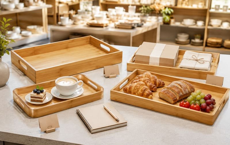 Custom bamboo trays wholesale for restaurants hotels and retail projects