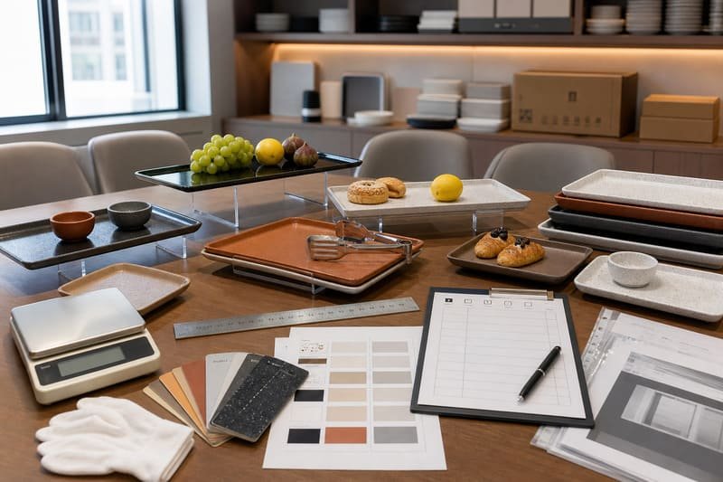 sample testing for melamine buffet trays